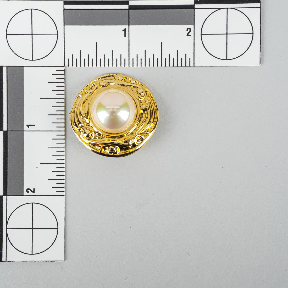 CHANEL Gold Tone Faux Pearl Button Clip-On Earrings