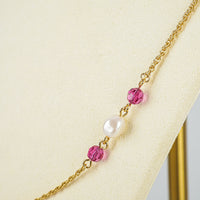 GIVENCHY Gold Tone Chain Faux Pearls And Purple Beads Necklace