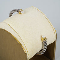 DAVID YURMAN Cable Kids Sterling Pearl And 18K Yellow Gold Bracelet