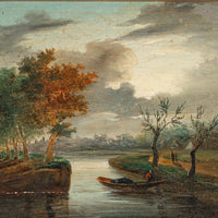 Unknown Artist Landscape With Figure In Boat