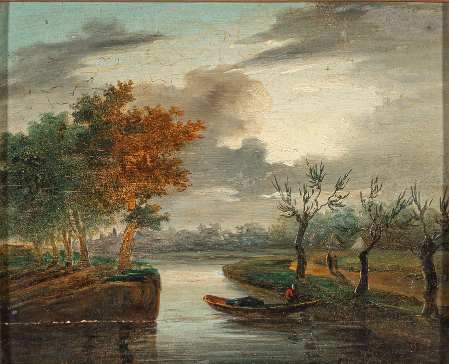 Unknown Artist Landscape With Figure In Boat