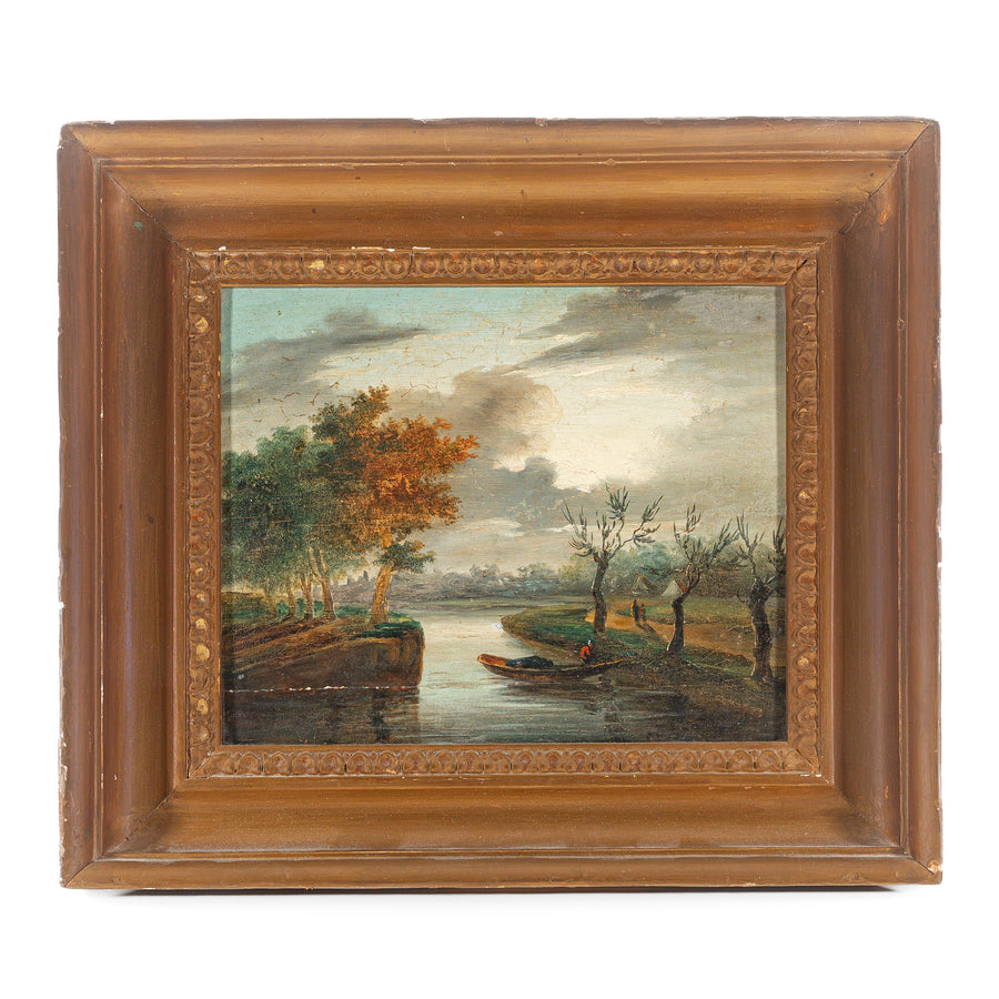 Unknown Artist Landscape With Figure In Boat