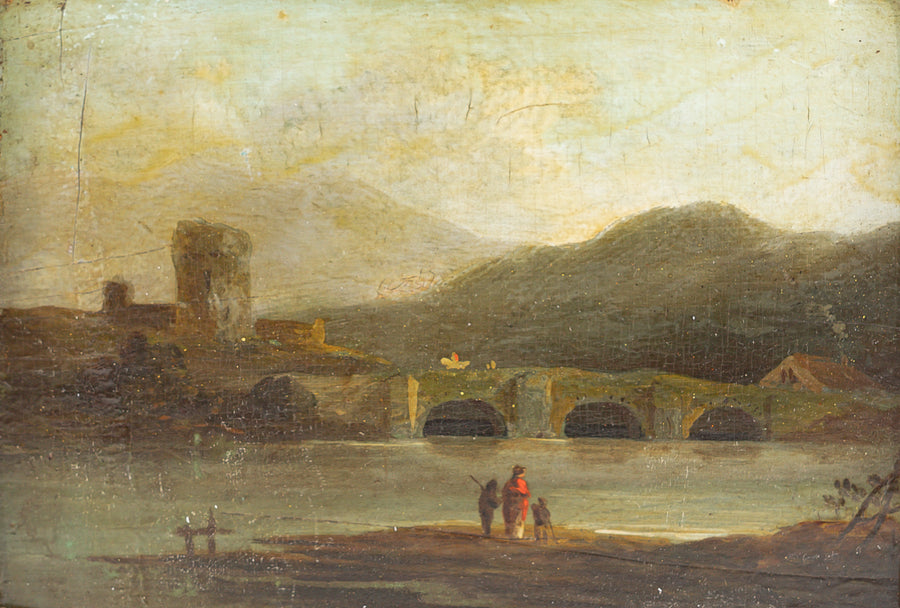 Unknown Artist  Landscape With Figures, Bridge And Castle