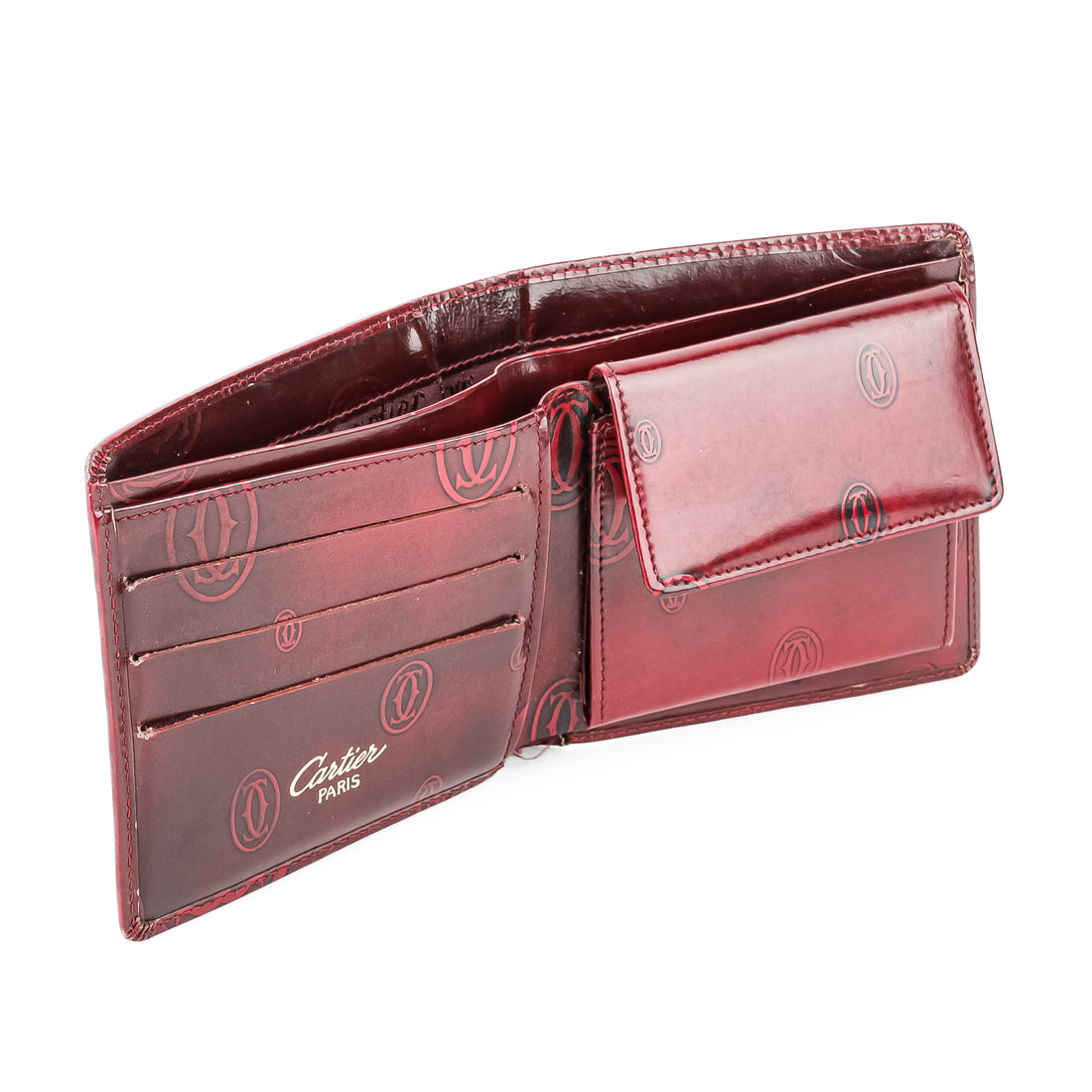 CARTIER Happy Birthday Patent Leather Bifold Wallet