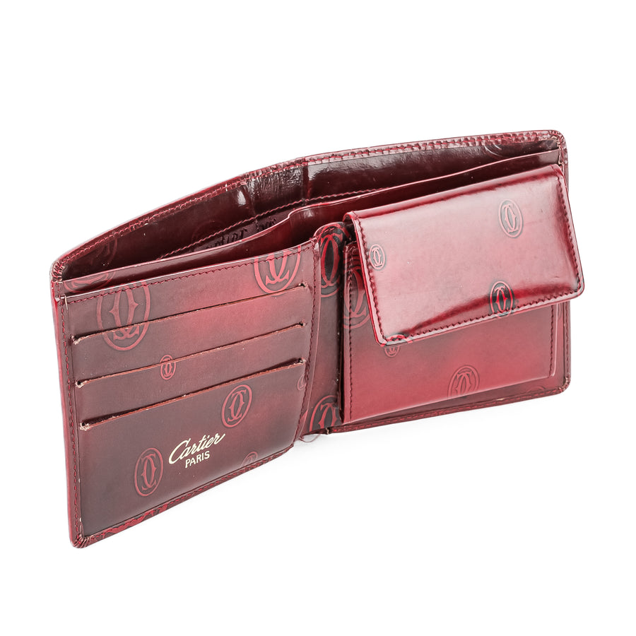 CARTIER Happy Birthday Patent Leather Bifold Wallet