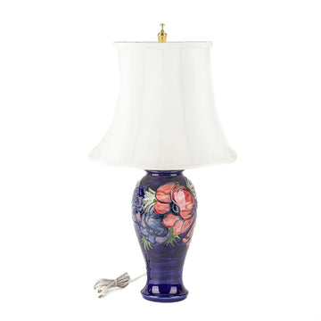 MOORCROFT Anemone Blue Ground Lamp with Shade