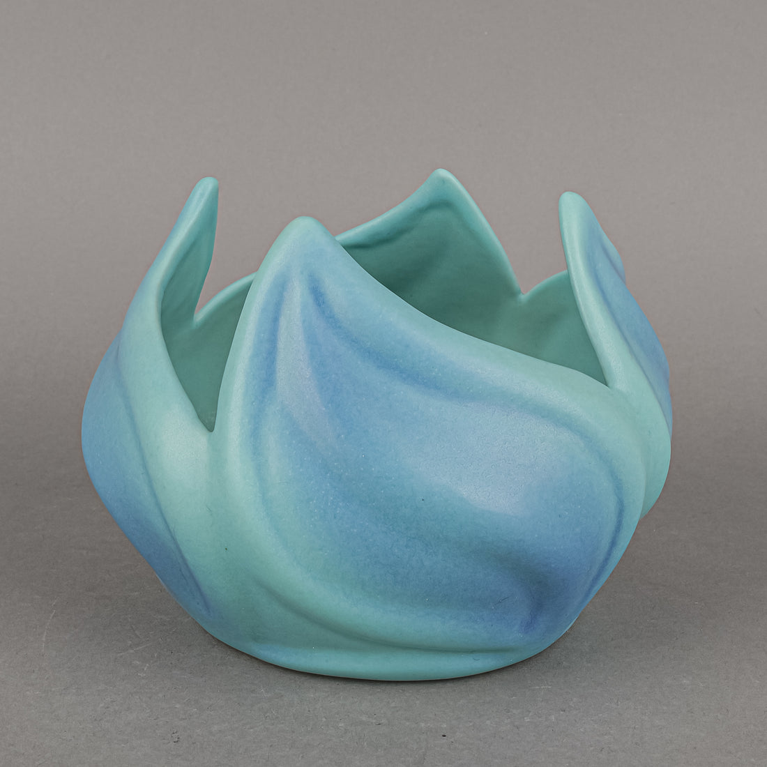 VAN BRIGGLE POTTERY Flower Bowl And Frog