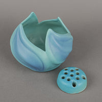 VAN BRIGGLE POTTERY Flower Bowl And Frog