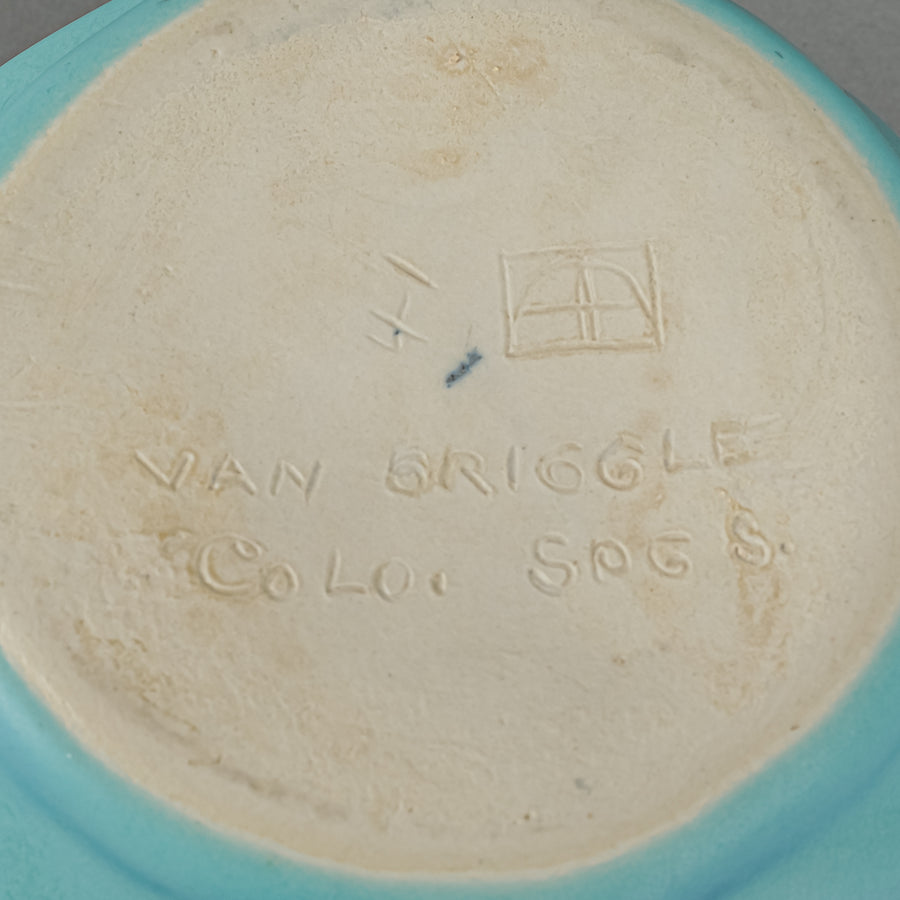 VAN BRIGGLE POTTERY Flower Bowl And Frog