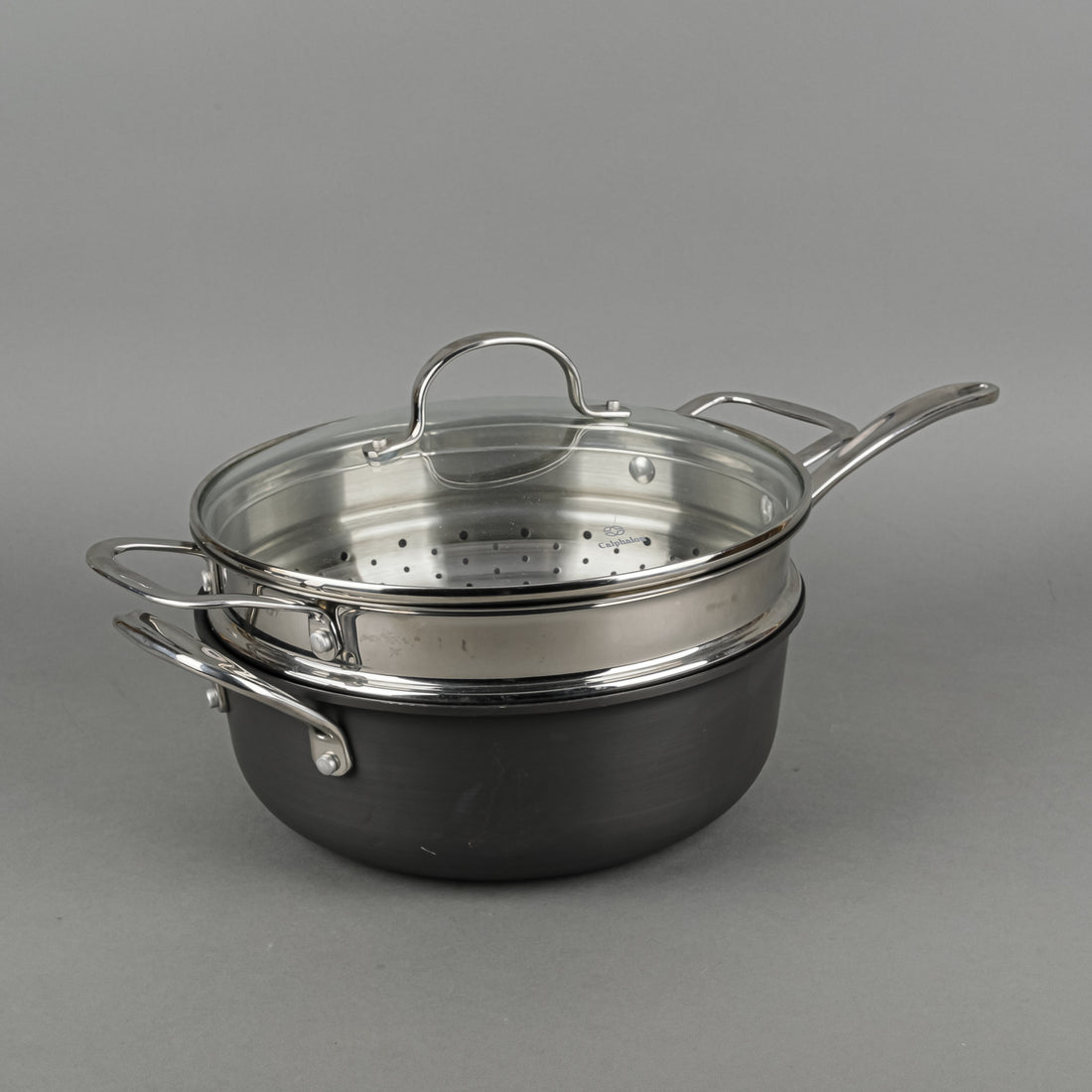 CALPHALON 4 Qt Sautee Pan With Lid And Stainless Steel Steamer Insert