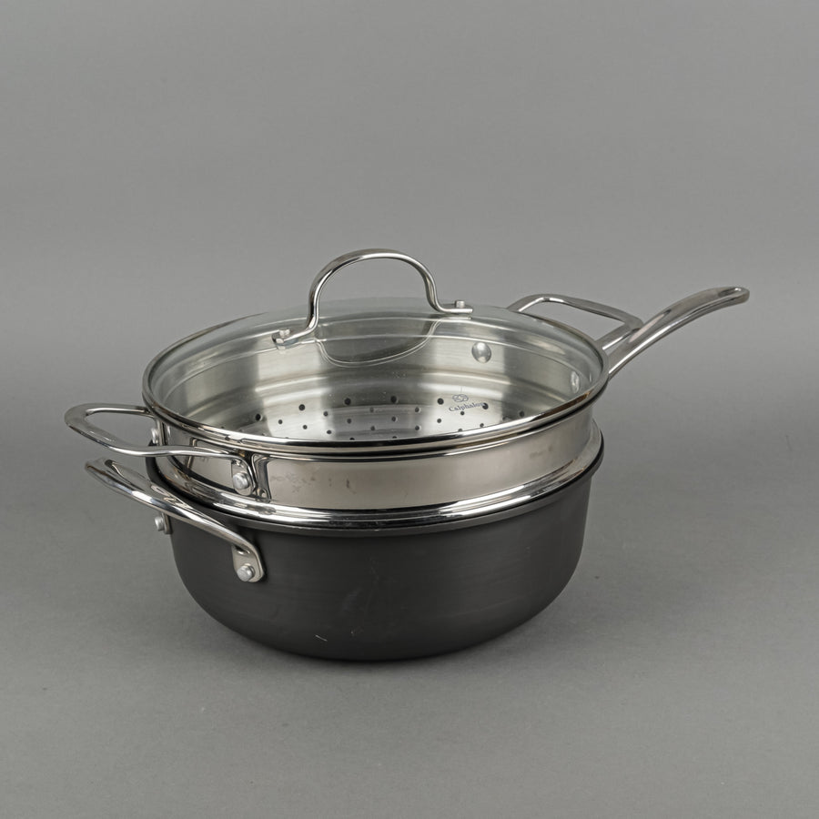 CALPHALON 4 Qt Sautee Pan With Lid And Stainless Steel Steamer Insert