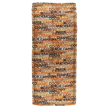 CHANEL Silk Scarf - Brown Tonal Logo Black Print