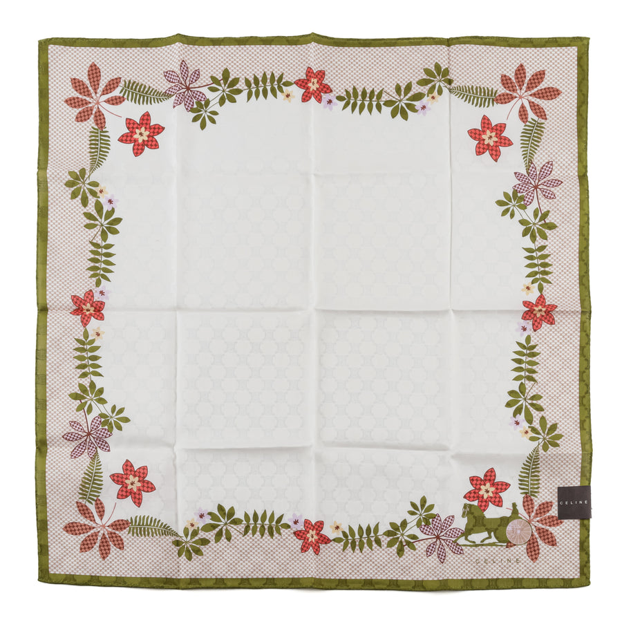 CELINE Cotton Handkerchief - Green Border And Floral
