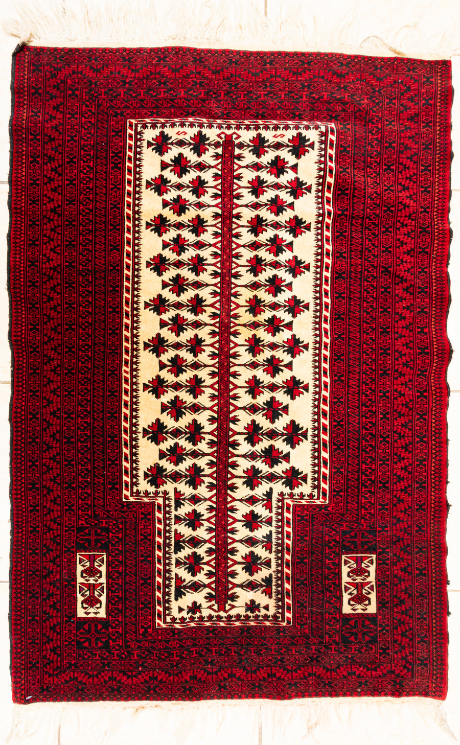 Hand Knotted Wool Afghan Baluch Prayer Rug