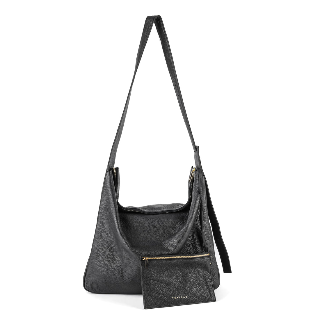 TSATSAS Meral Black Leather Shoulder Bag