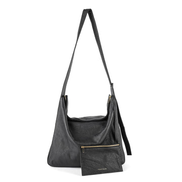 TSATSAS Meral Black Leather Shoulder Bag