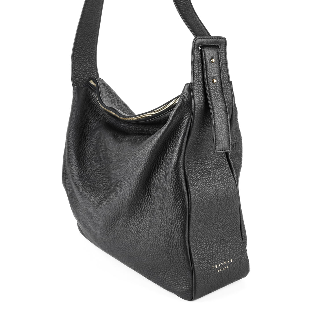 TSATSAS Meral Black Leather Shoulder Bag