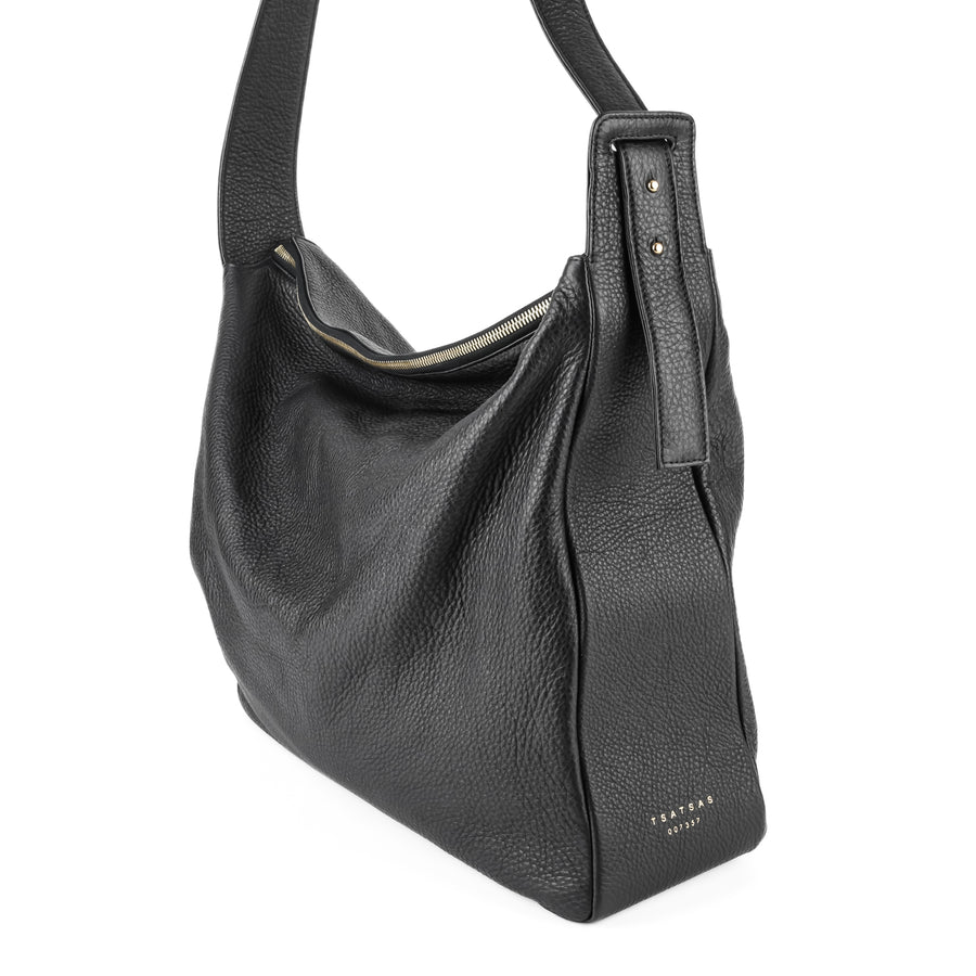 TSATSAS Meral Black Leather Shoulder Bag