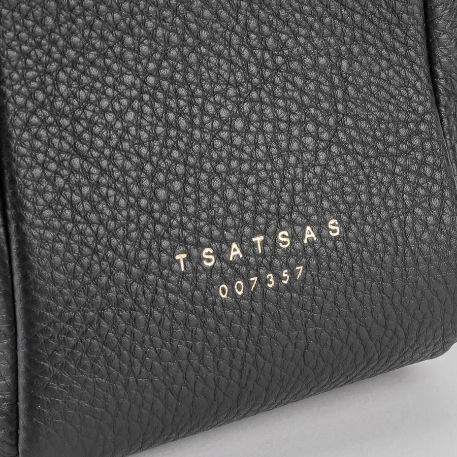 TSATSAS Meral Black Leather Shoulder Bag
