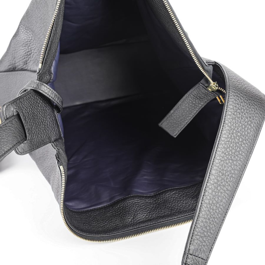 TSATSAS Meral Black Leather Shoulder Bag