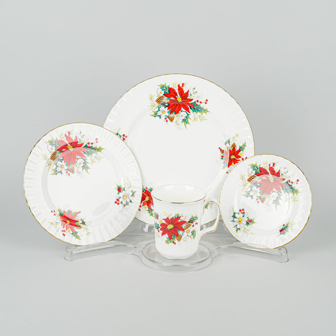 ROYAL ALBERT Poinsettia 8 Place Settings Plus Extras