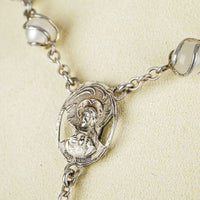 CREED ROSARY Vintage Sterling Silver With Opalescent Glass Caged Beads Rosary