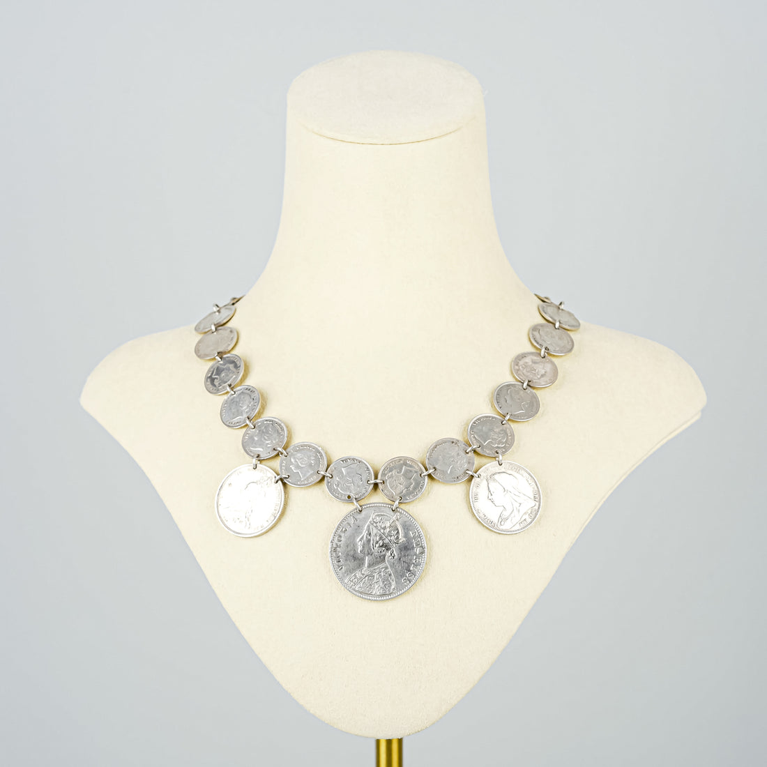 VICTORIAN Sterling Silver "Love Token" Coin Necklace