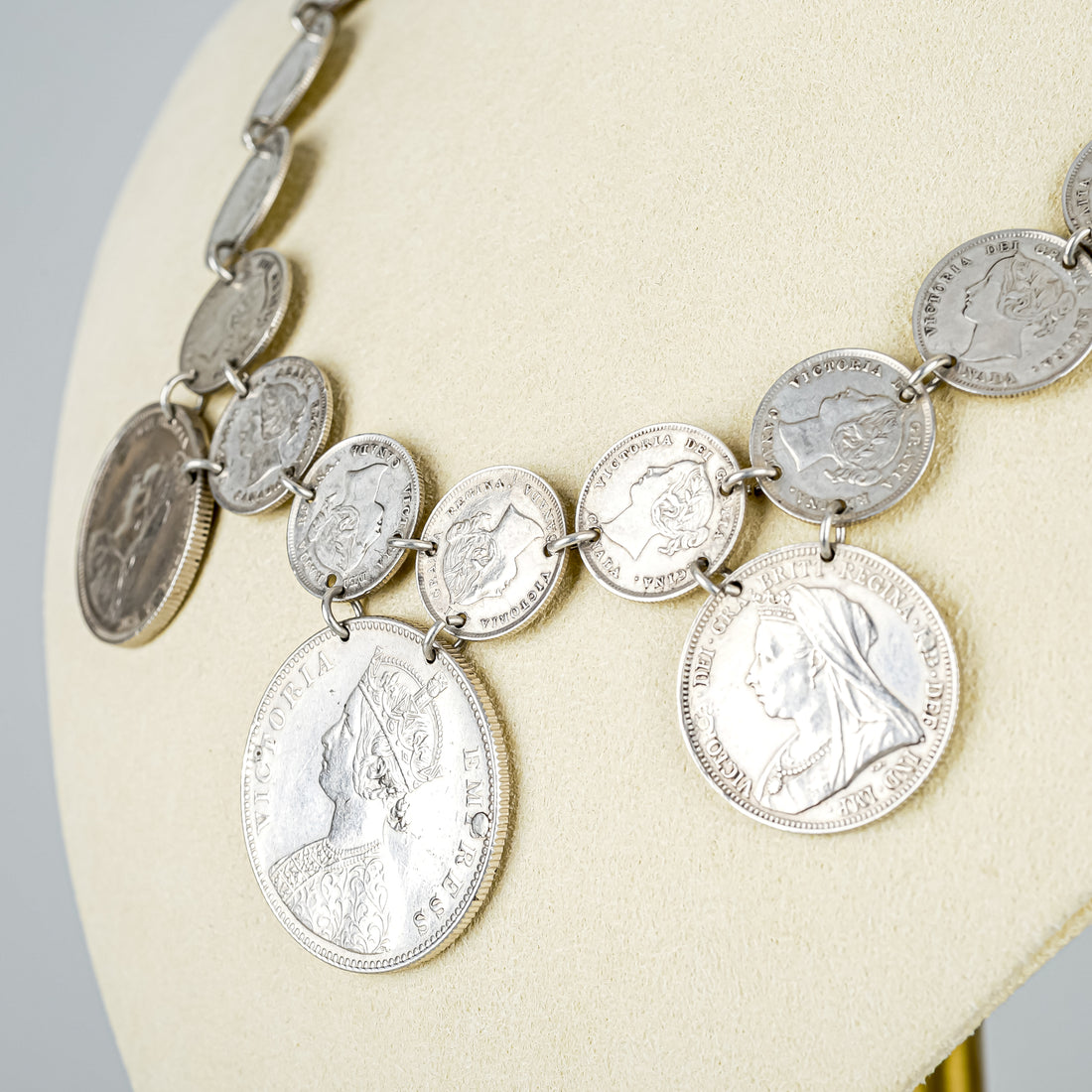 VICTORIAN Sterling Silver "Love Token" Coin Necklace