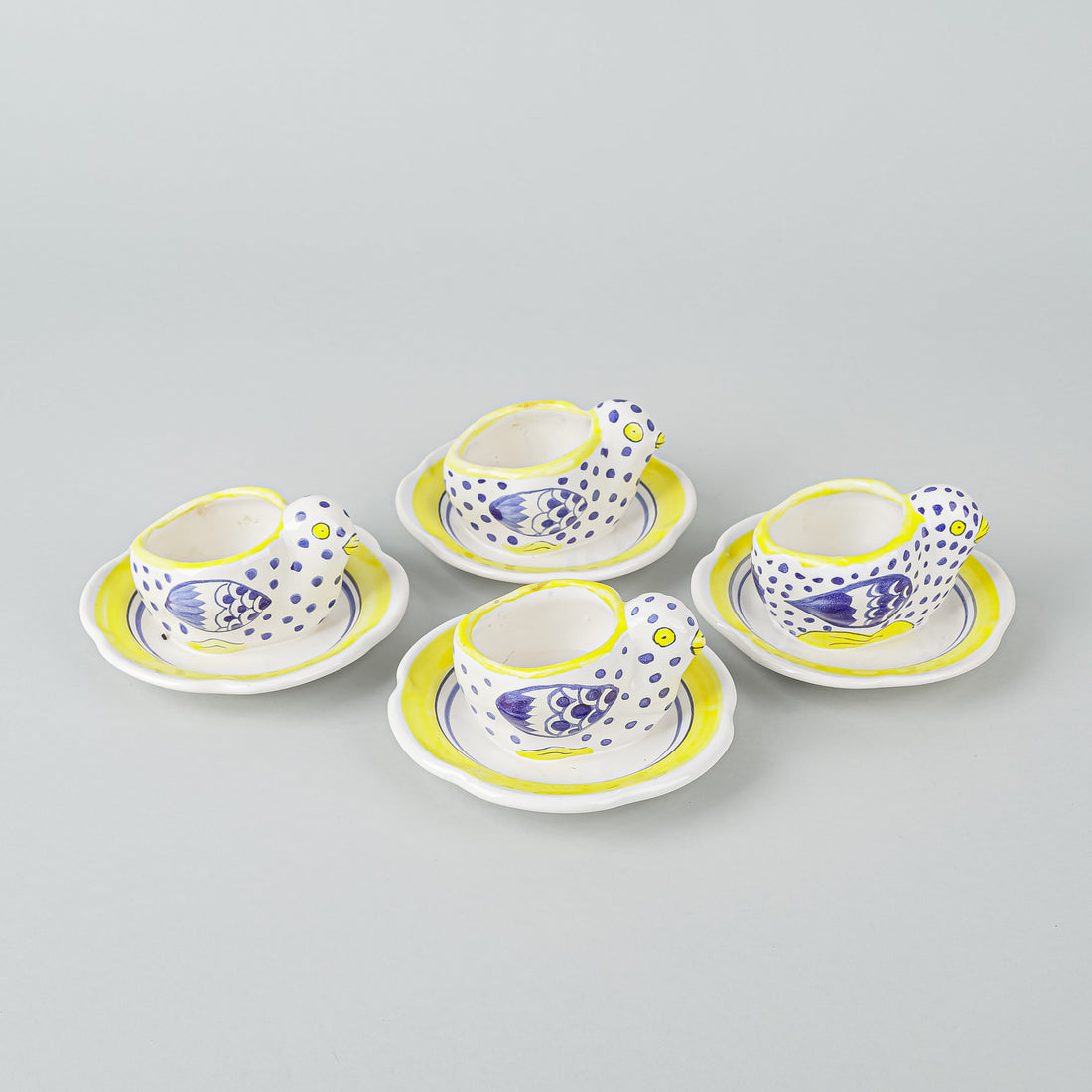 QUIMPER Henriot Fleuri Chick Egg Cups F375/D318 Set Of 4