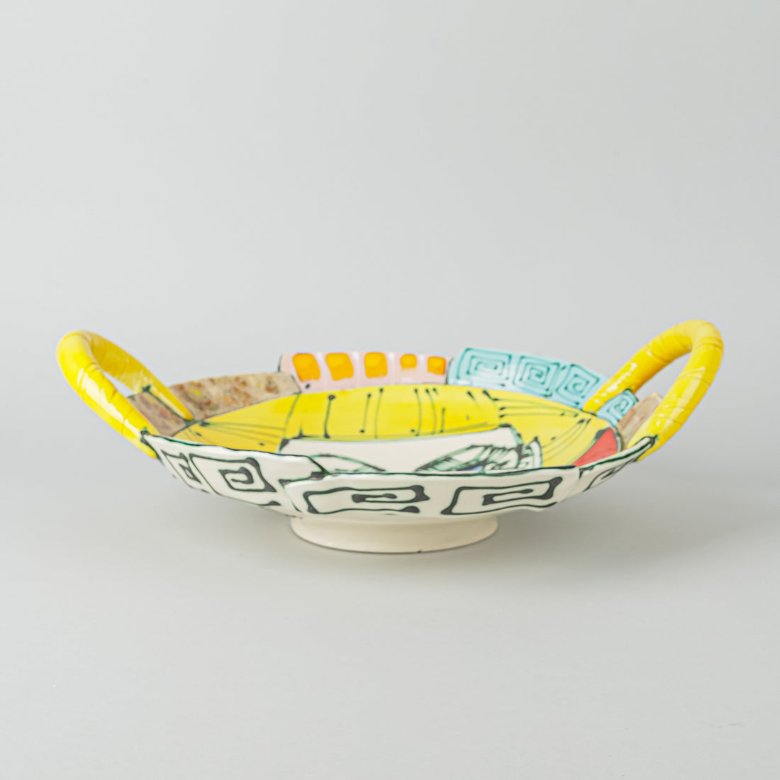 JUOZAS & RASA SALDAITIS Studio Pottery Bowl With Handles