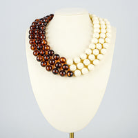 YVES SAINT LAURENT Gold Tone Cream Amber Resin Necklace