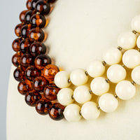 YVES SAINT LAURENT Gold Tone Cream Amber Resin Necklace