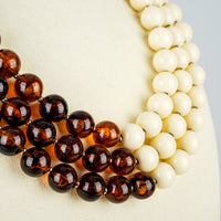 YVES SAINT LAURENT Gold Tone Cream Amber Resin Necklace