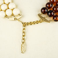 YVES SAINT LAURENT Gold Tone Cream Amber Resin Necklace