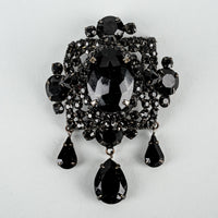 SCHREINER NEW YORK Black-on-Black Domed Dangle Brooch