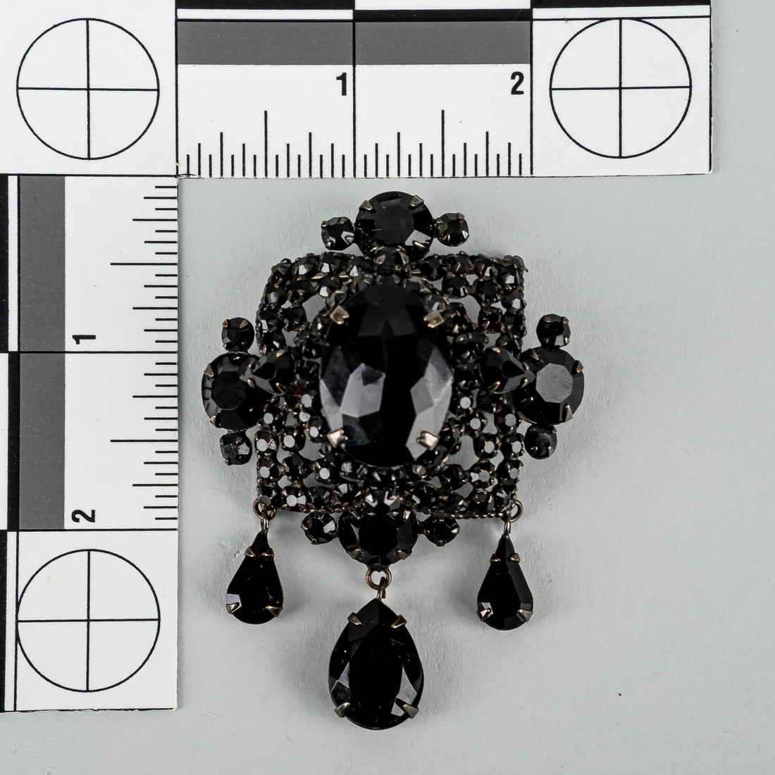 SCHREINER NEW YORK Black-on-Black Domed Dangle Brooch
