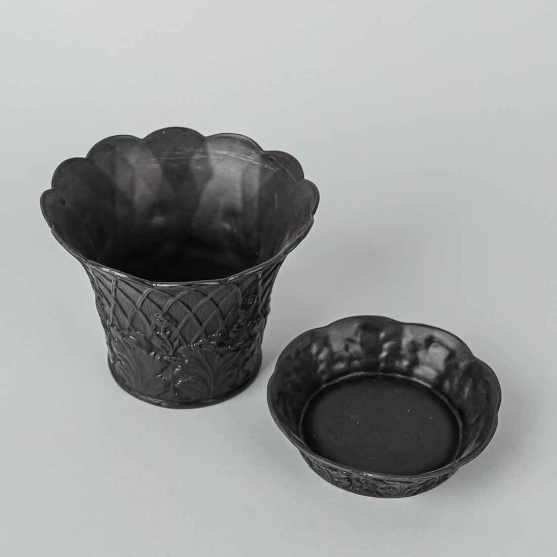 WEDGWOOD Black Basalt Vase/Flower Pot With Base