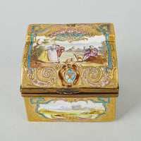 Vintage Limoges/Sevres Style Hand Painted Trinket Box With Brass Mounts