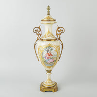 Sevres Style Hand Painted Love Story Lidded Urn With Gilt Mounts