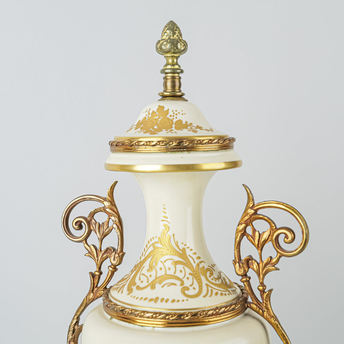 Sevres Style Hand Painted Love Story Lidded Urn With Gilt Mounts