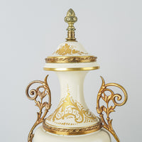 Sevres Style Hand Painted Love Story Lidded Urn With Gilt Mounts