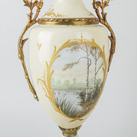 Sevres Style Hand Painted Love Story Lidded Urn With Gilt Mounts