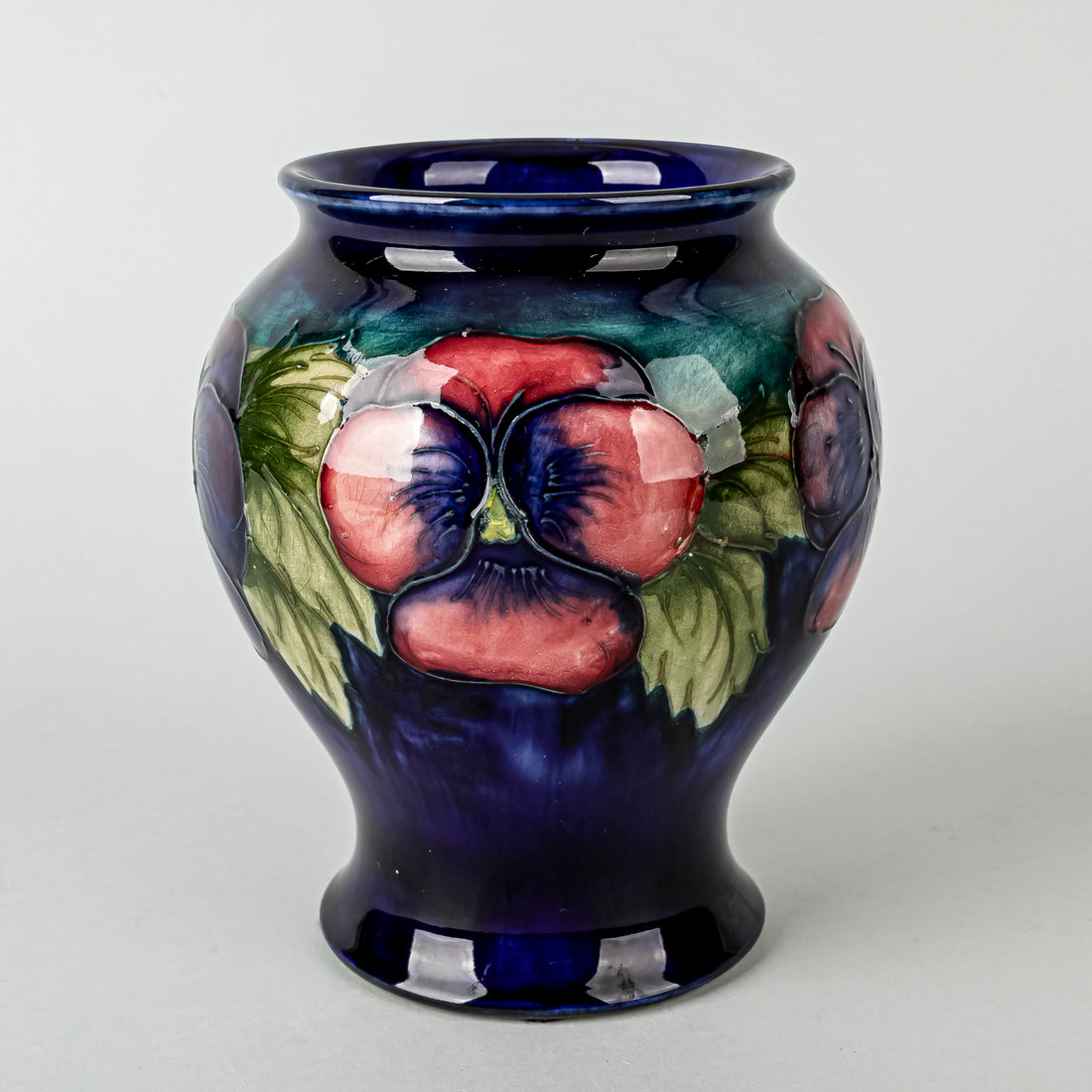 MOORCROFT Pansy Blue Ground Vase