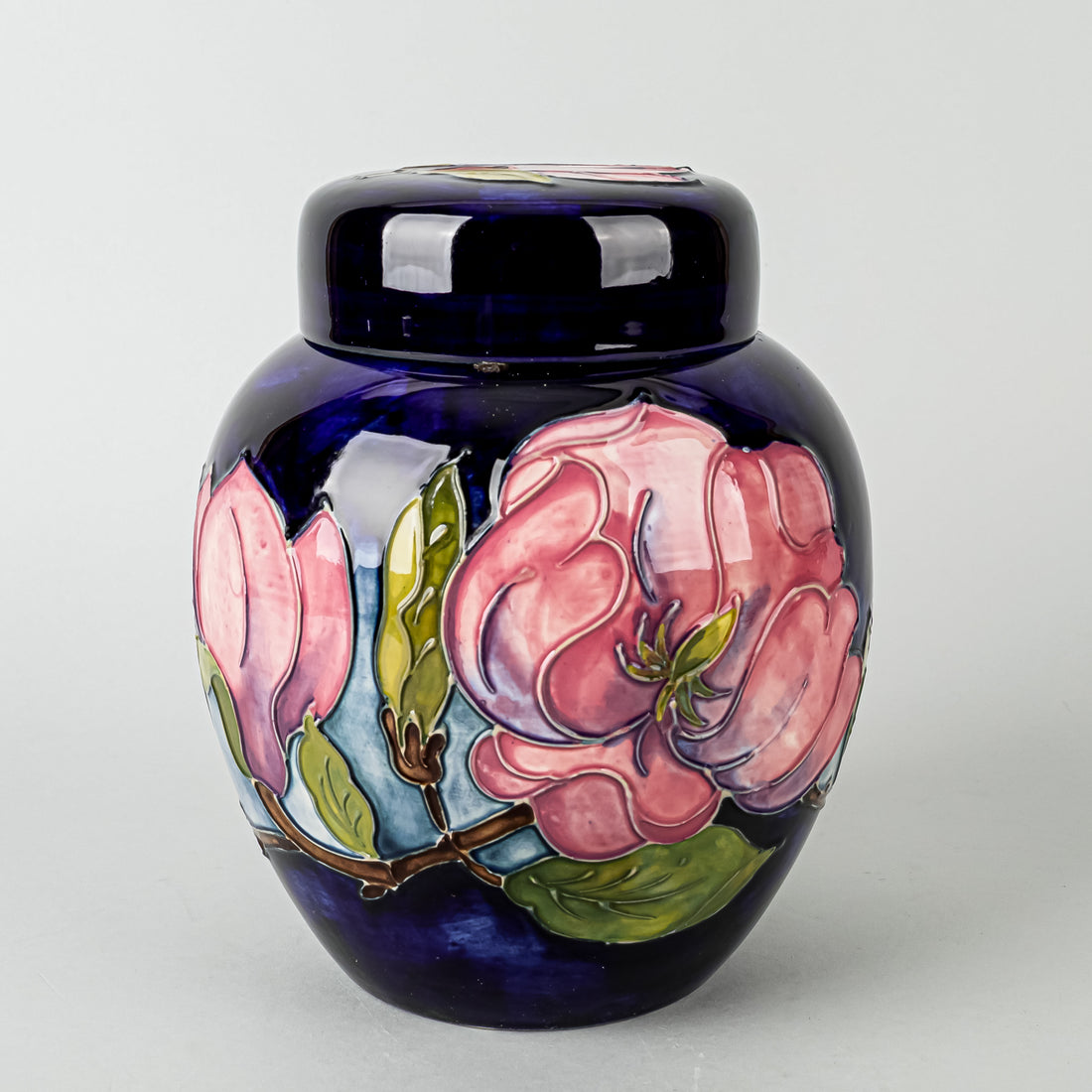 MOORCROFT Magnolia Blue Ground Lidded Ginger Jar