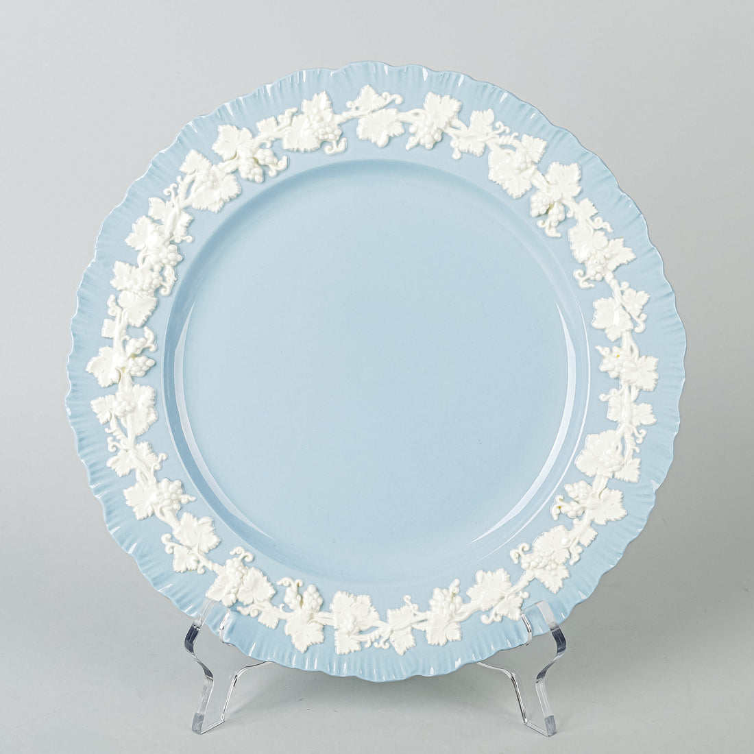 WEDGWOOD White On Blue Embossed Queens Ware 70 Pieces