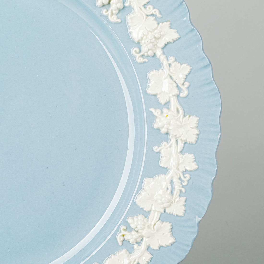 WEDGWOOD White On Blue Embossed Queens Ware 70 Pieces