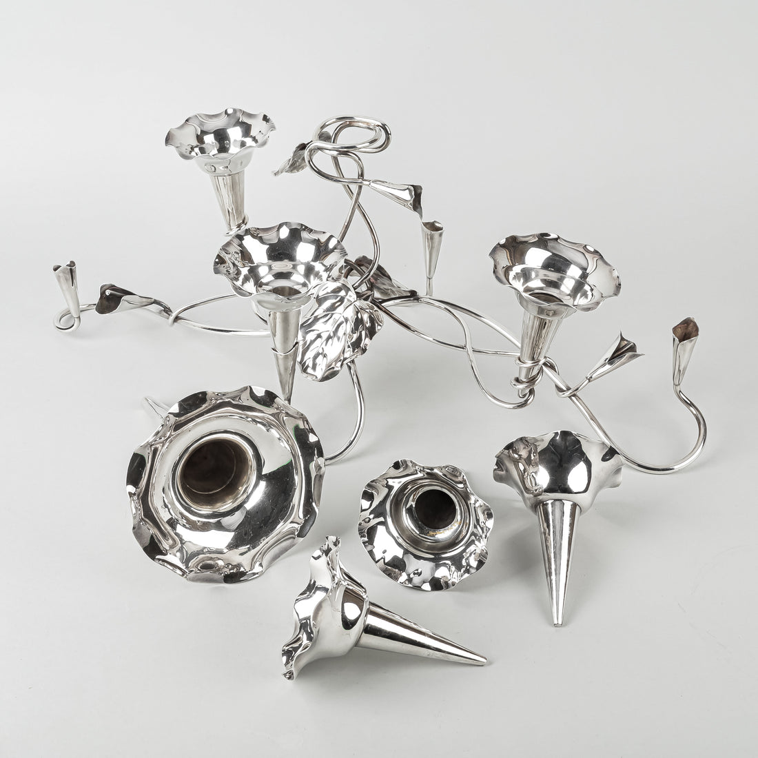 MAPPIN & WEBB Art Nouveau Silverplate Epergne 8 Pieces