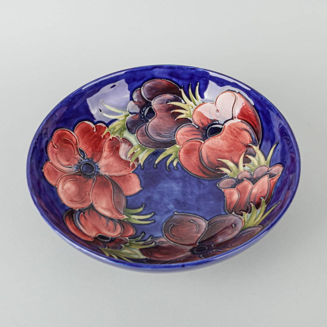 MOORCROFT Anemone Blue Ground Footed Bowl
