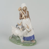ROYAL COPENHAGEN Figurine Girl Walking With Goats & Hammer 694