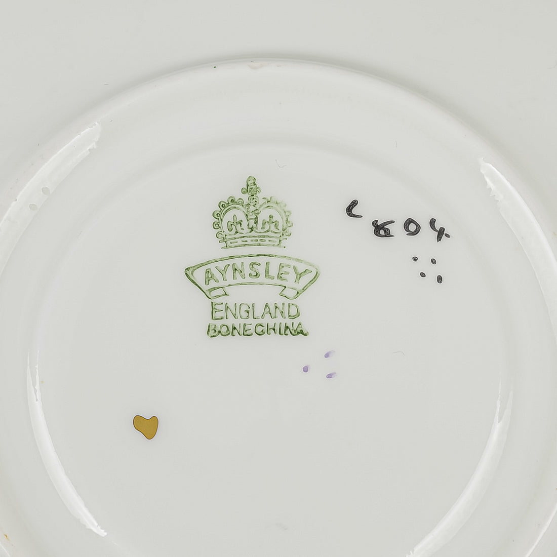 AYNSLEY Cup & Saucer JA Bailey Hand Painted Cabbage Rose Gold